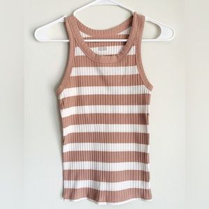 American Eagle mauve pink and white striped tank top size s thicker material